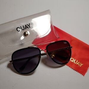 Quay Aviator Sunglasses Black And Gold All In